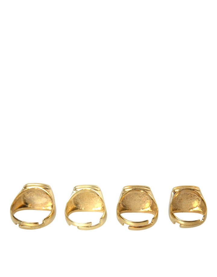 Dolce & Gabbana Gold Messing KING Emaille Satz von 4 Ring