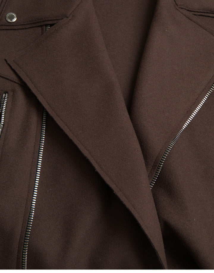 Brauner Mantel Kurze Biker-Wolljacke