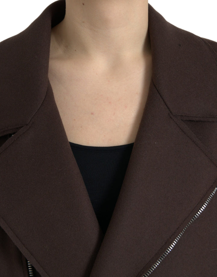 Brauner Mantel Kurze Biker-Wolljacke