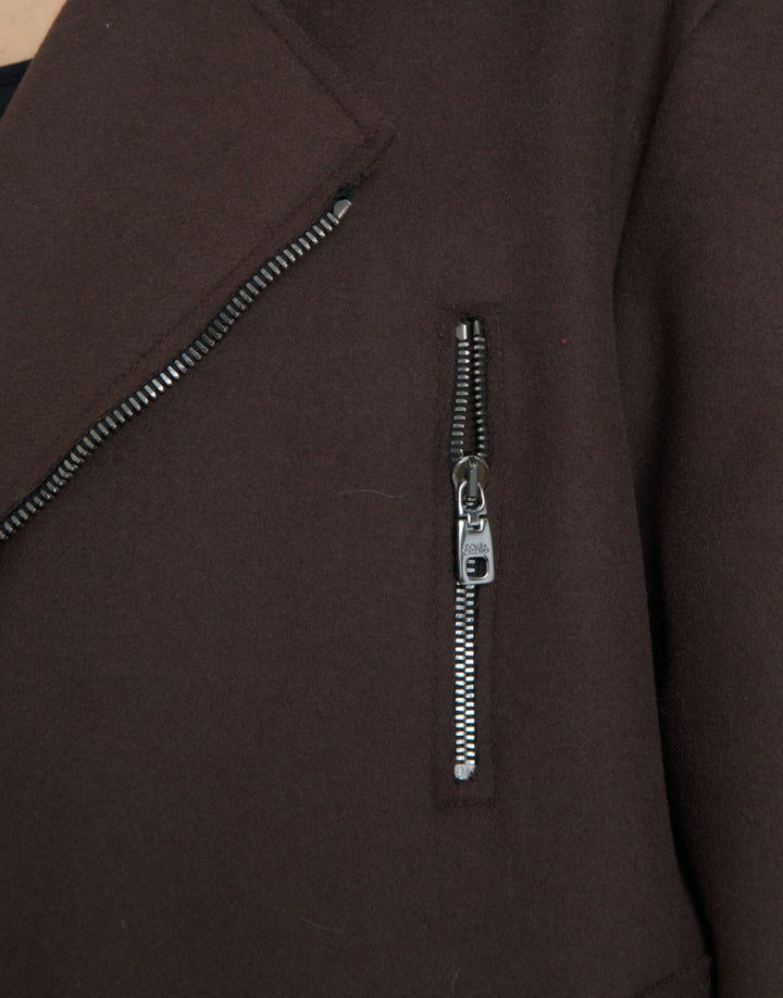 Brauner Mantel Kurze Biker-Wolljacke