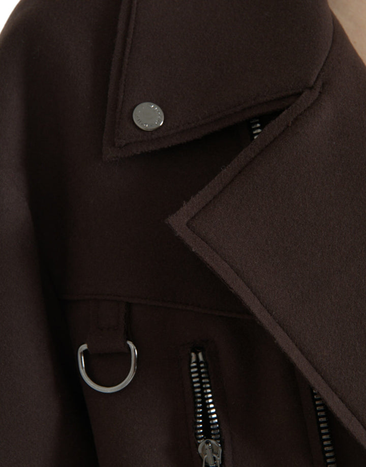 Brauner Mantel Kurze Biker-Wolljacke