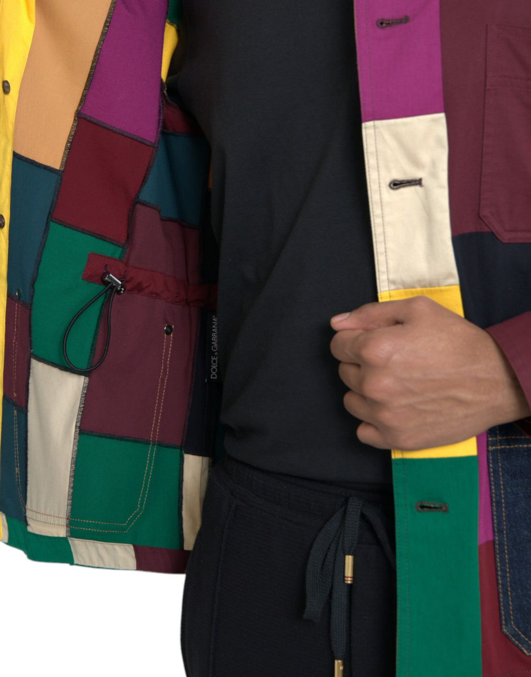 Dolce & Gabbana Multicolor Patchwork-Baumwolljacke mit Kragen