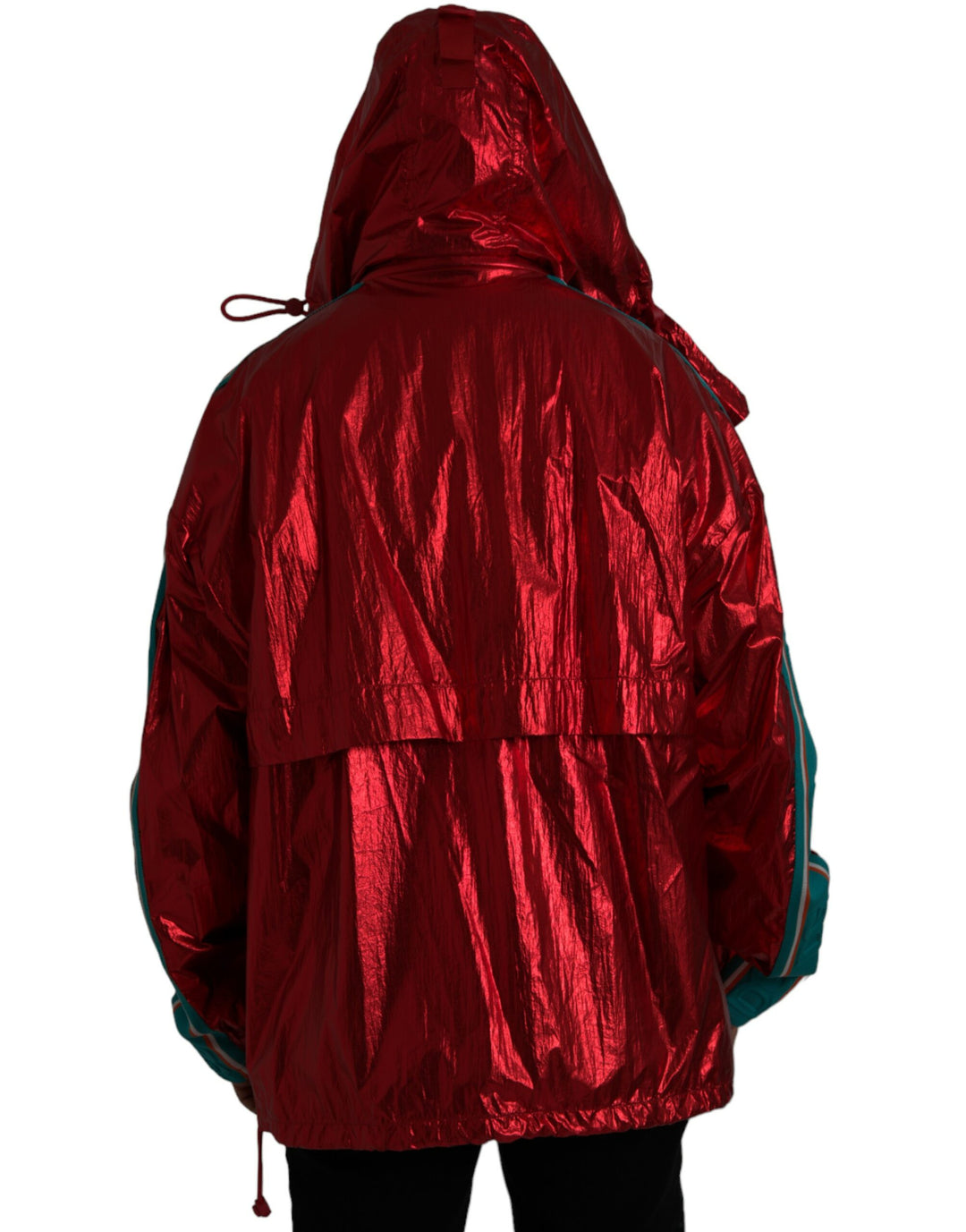 Red nylon hoodie sweatshirt jacket