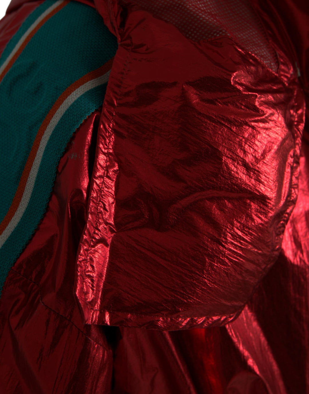 Red nylon hoodie sweatshirt jacket