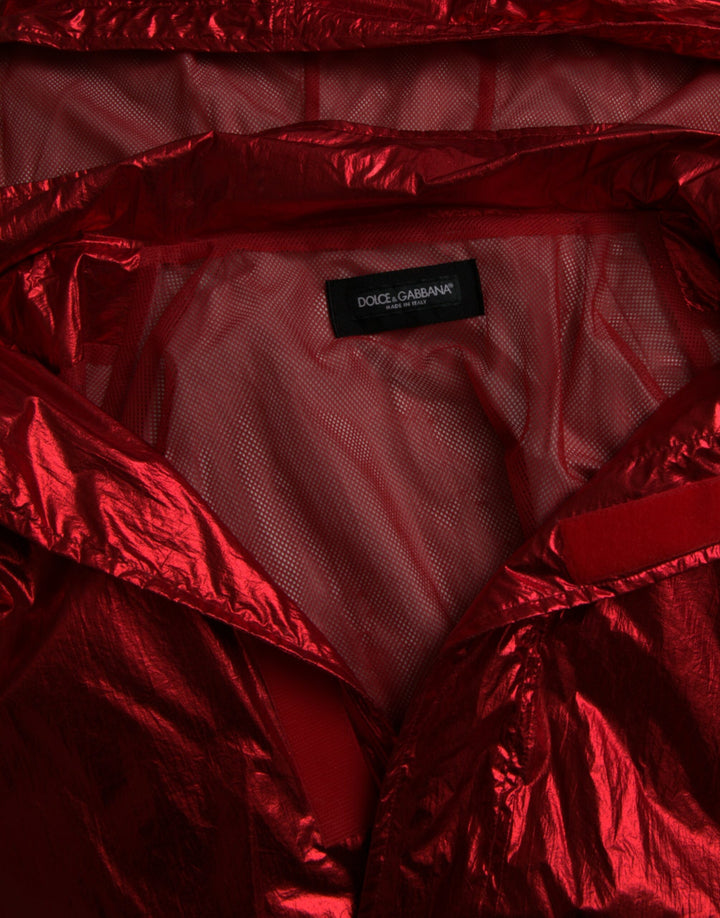 Red nylon hoodie sweatshirt jacket