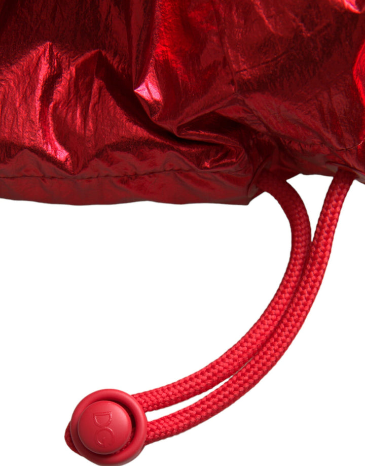 Red nylon hoodie sweatshirt jacket