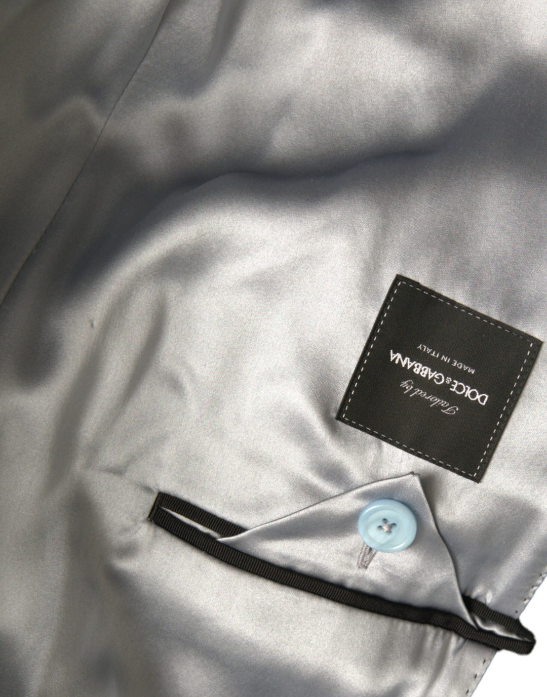 Blue double-breasted long trench coat jacket