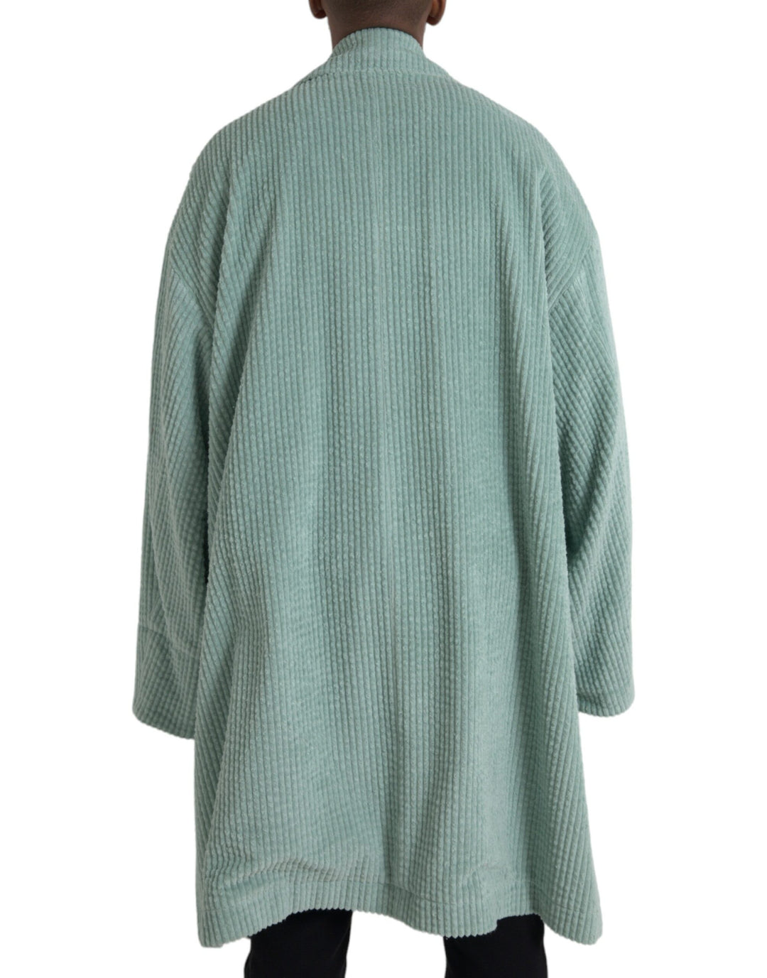 Blue cotton double-breasted corduroy jacket