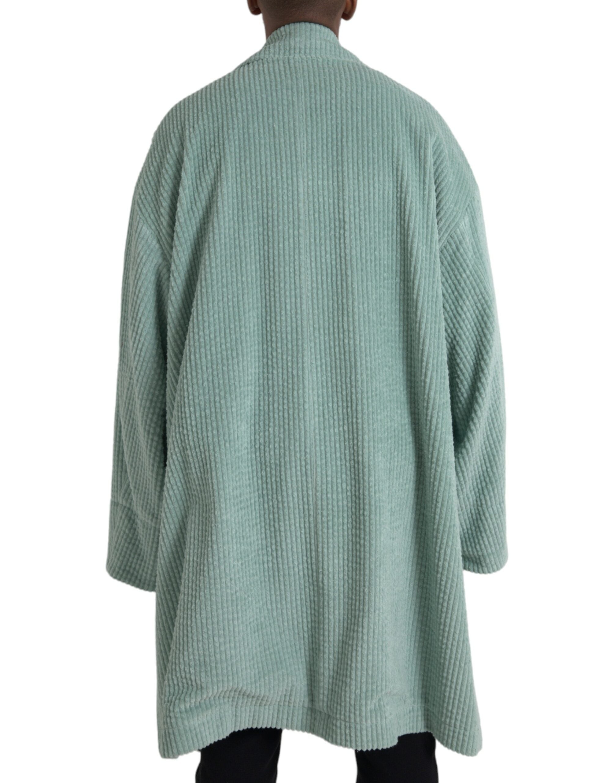 Blue cotton double-breasted corduroy jacket