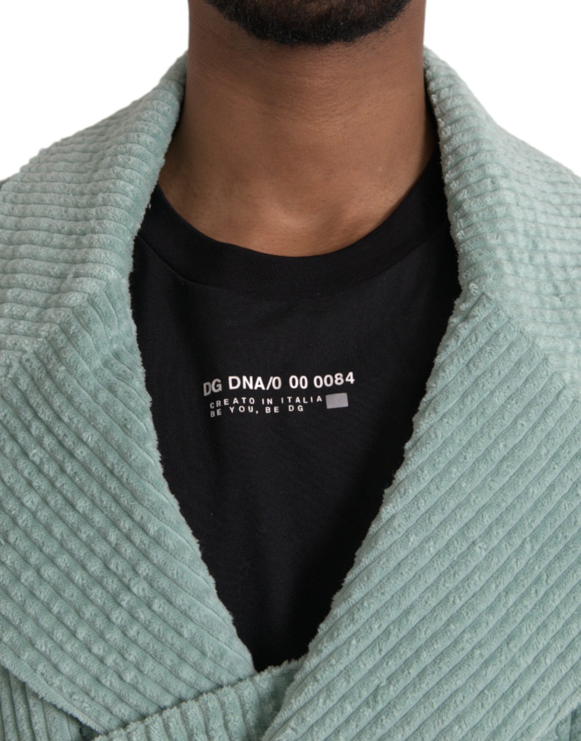 Blue cotton double-breasted corduroy jacket