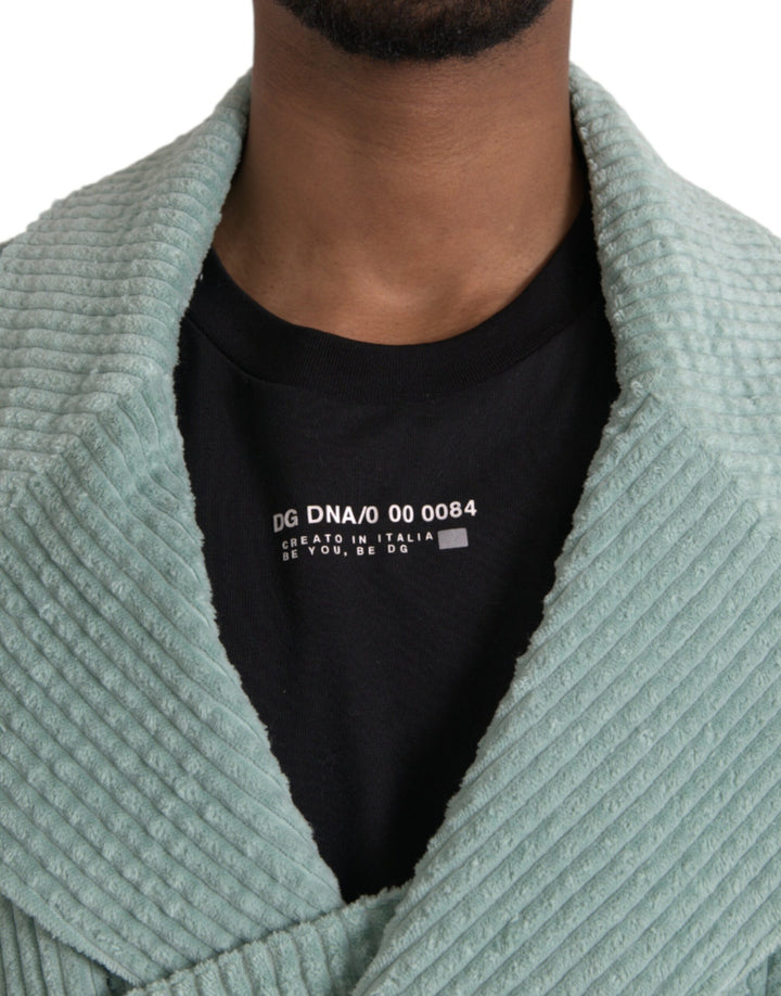Blue cotton double-breasted corduroy jacket