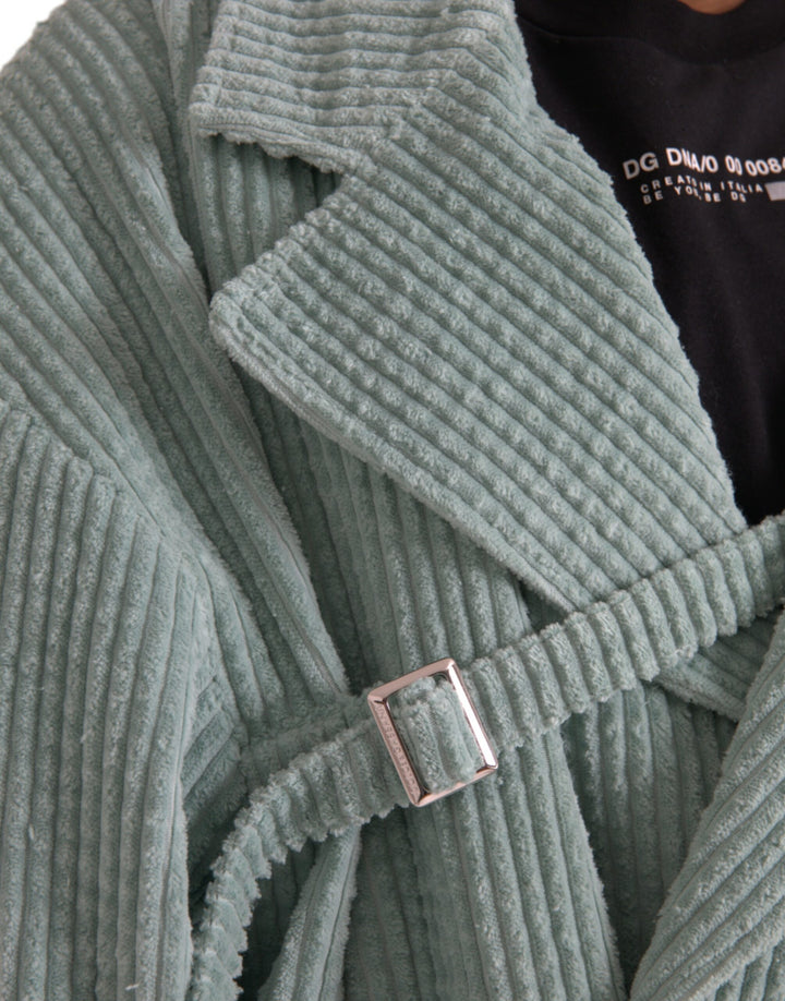 Blue cotton double-breasted corduroy jacket