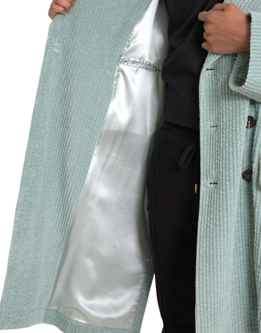 Blue cotton double-breasted corduroy jacket