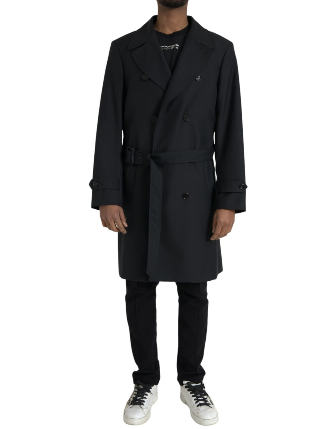 Dolce & Gabbana Schwarzer doppelreihiger Trenchcoat Jacke