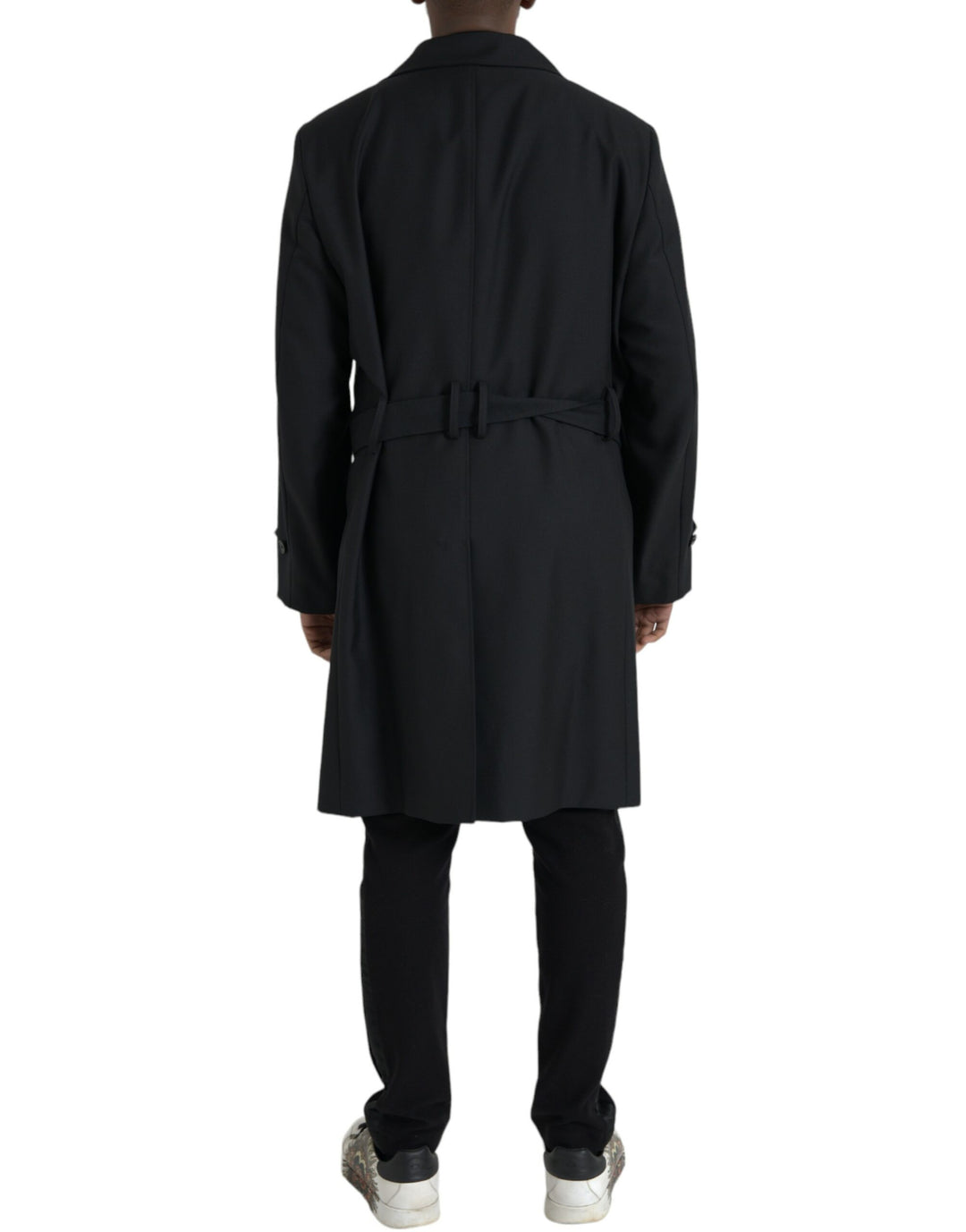 Dolce & Gabbana Schwarzer doppelreihiger Trenchcoat Jacke