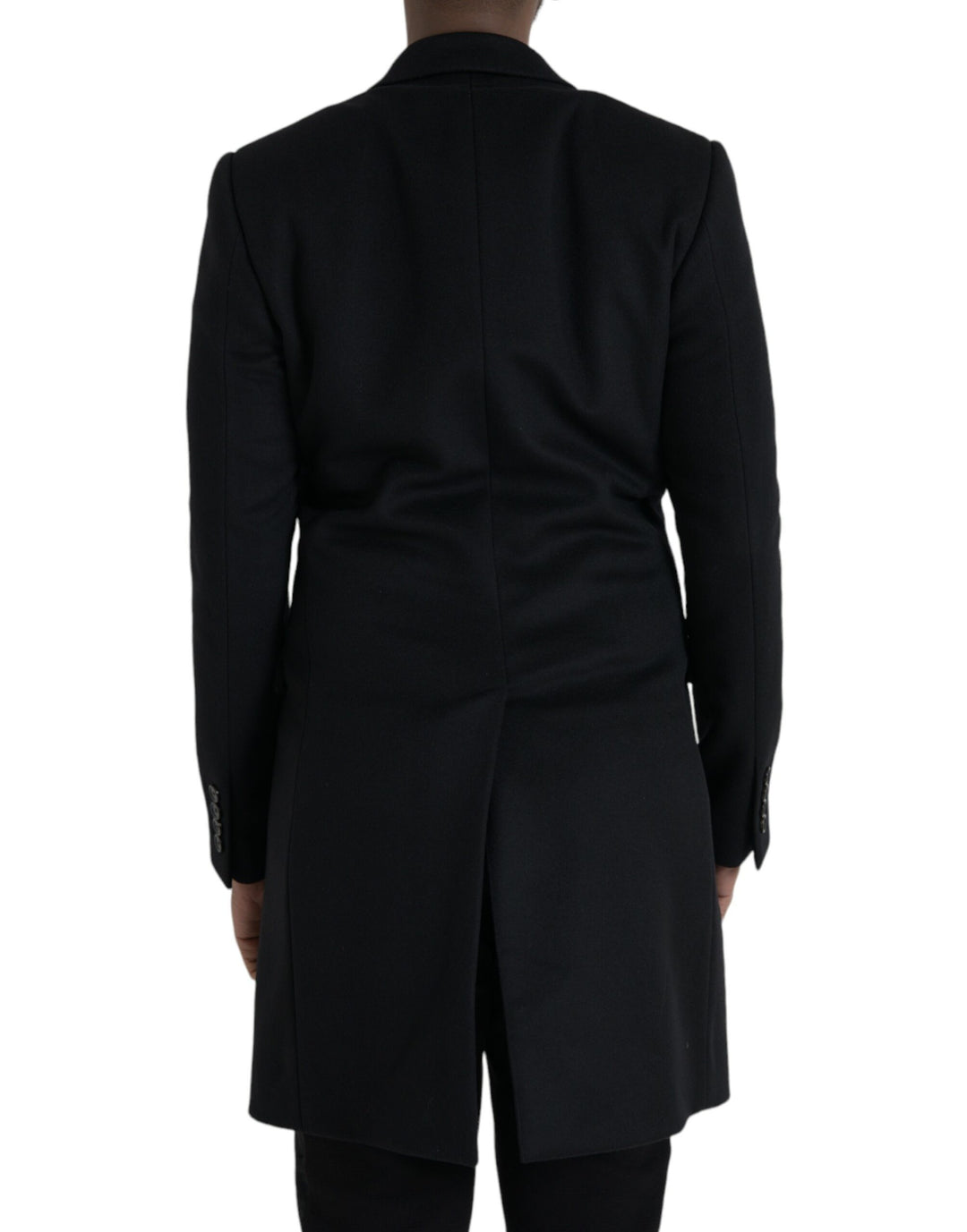 Black single-breasted trench coat jacket