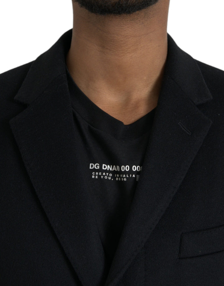 Black single-breasted trench coat jacket