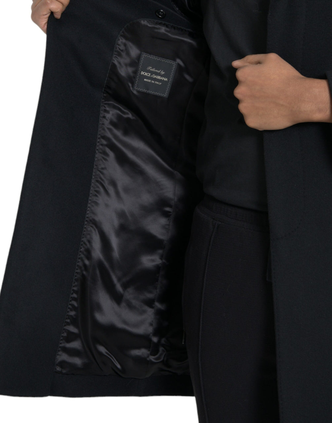 Black single-breasted trench coat jacket