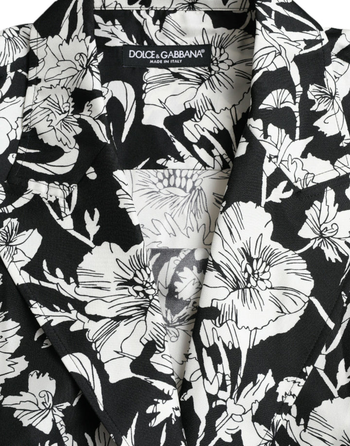 Black and White Floral Button Down Casual Shirt