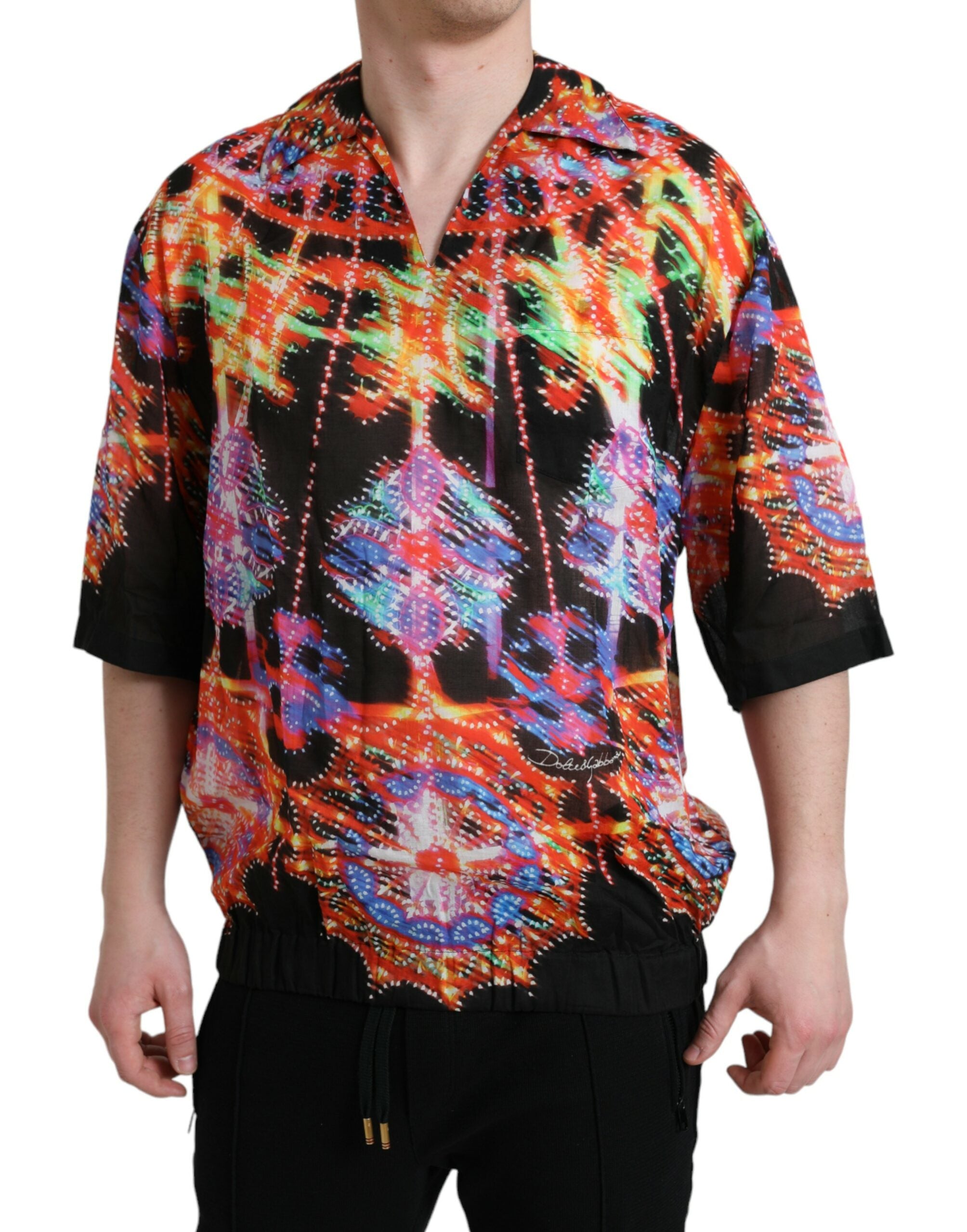 Multicolored cotton T-shirt with Luminarie print