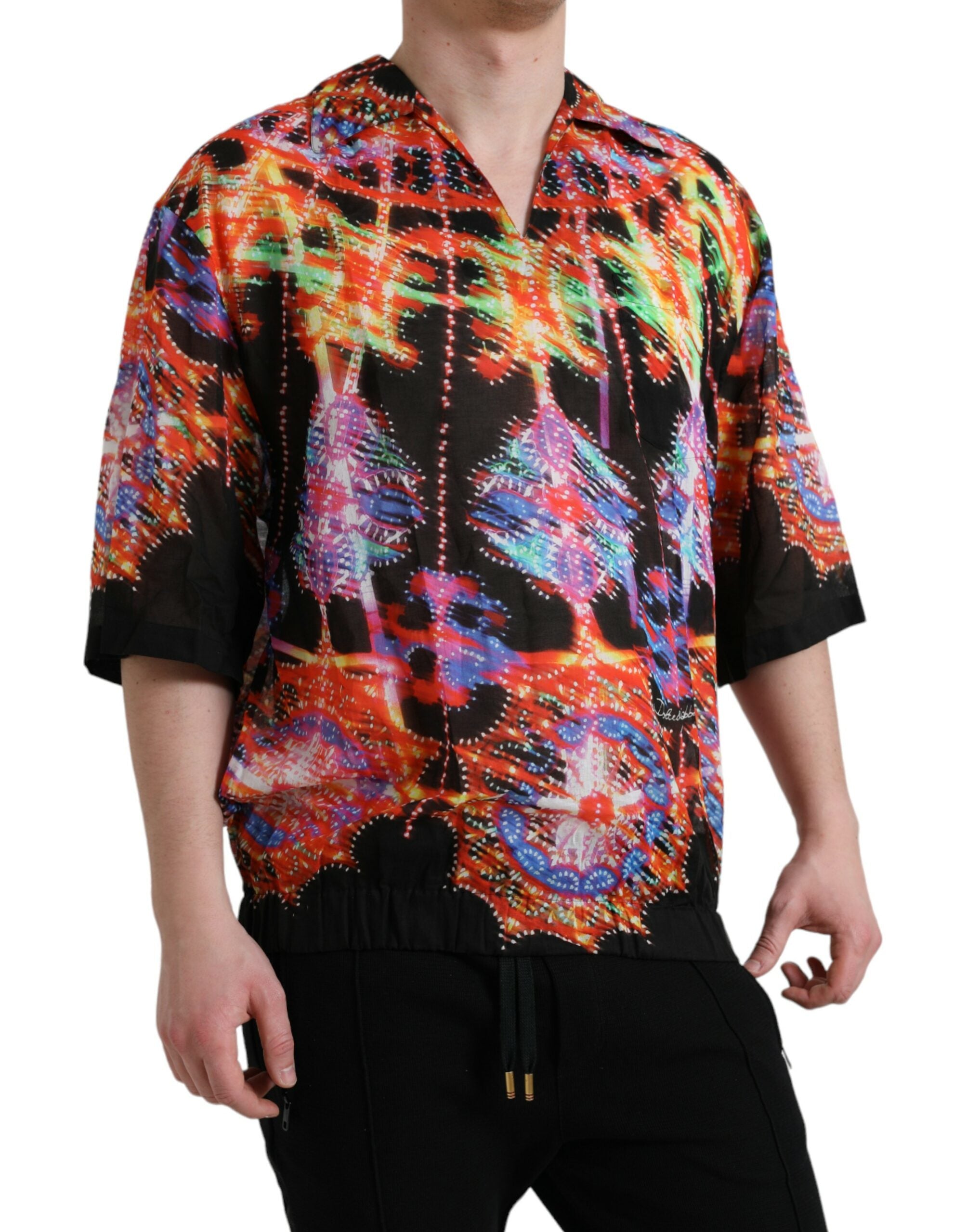 Multicolored cotton T-shirt with Luminarie print