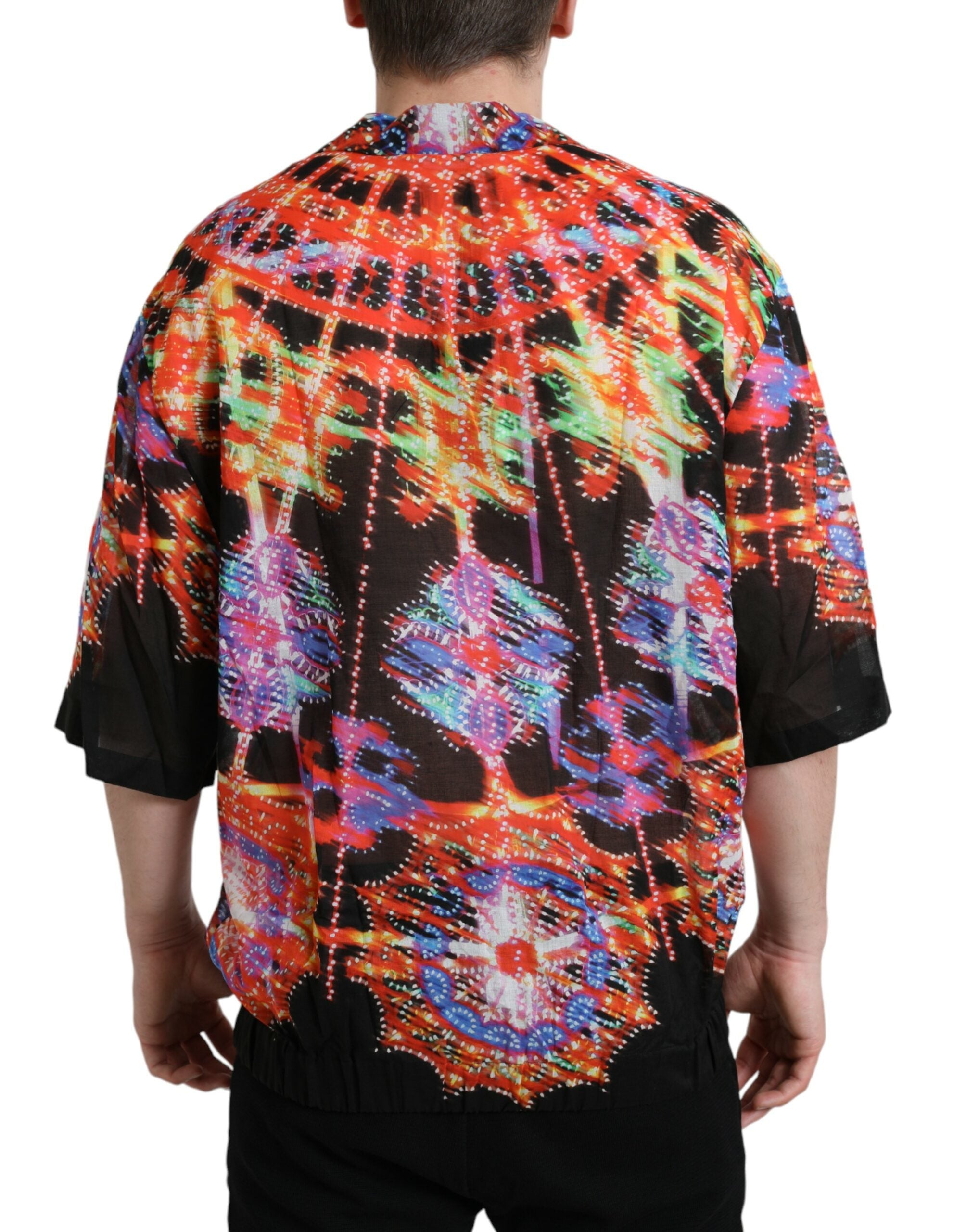 Multicolored cotton T-shirt with Luminarie print