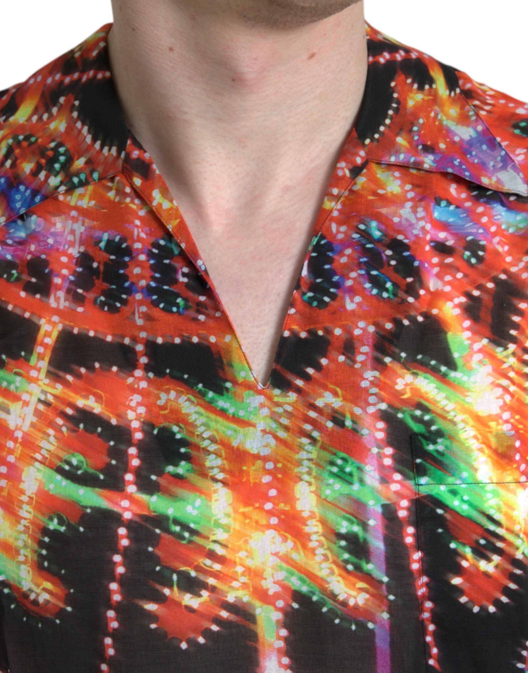Multicolored cotton T-shirt with Luminarie print