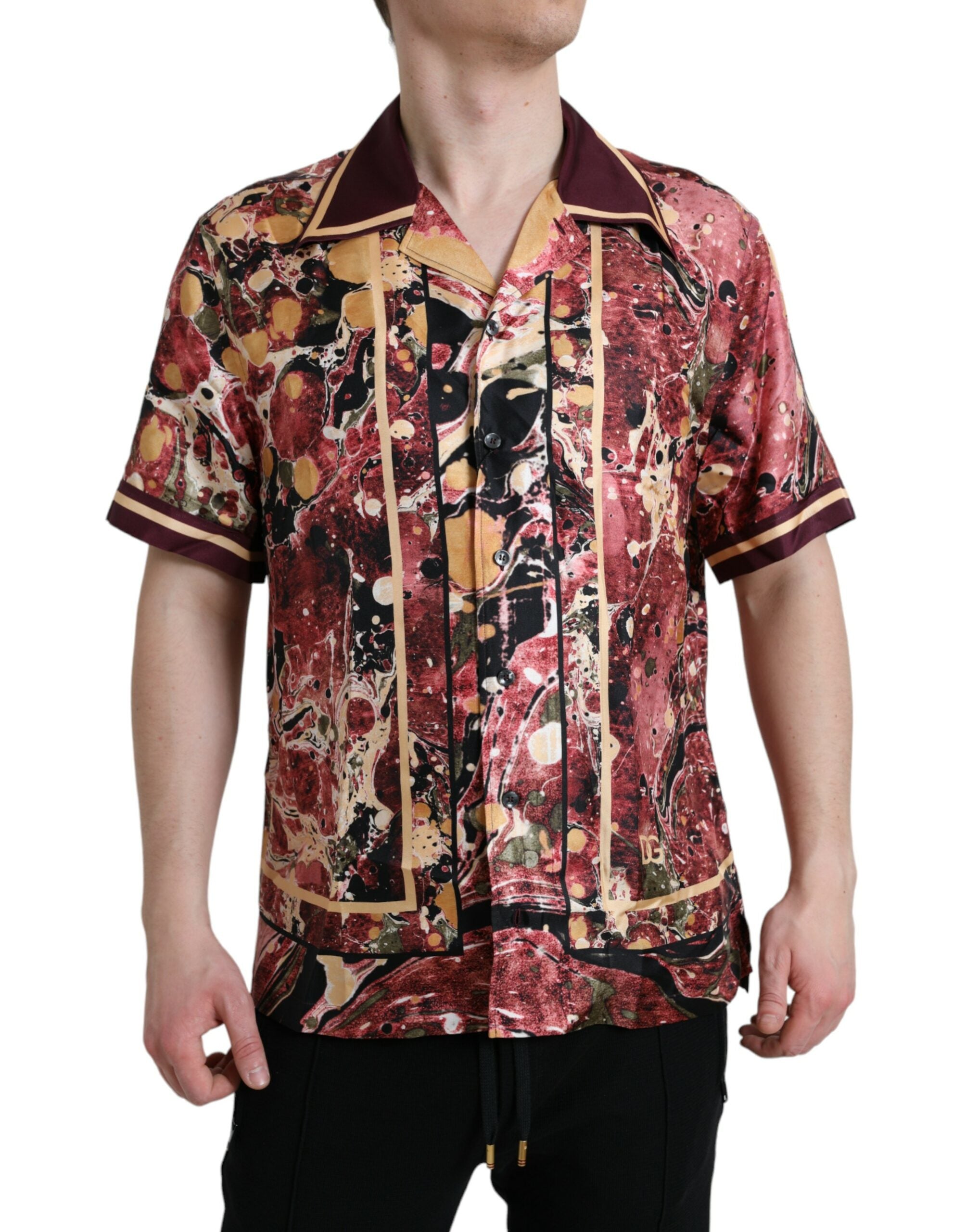 Multicolor button down silk shirt