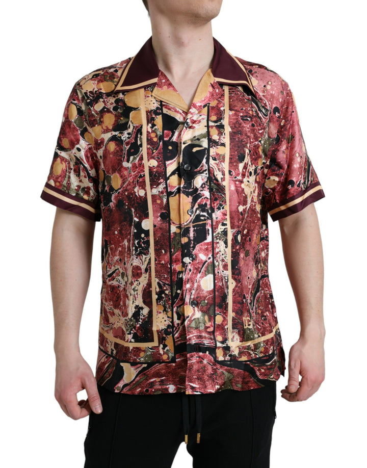 Multicolor button down silk shirt
