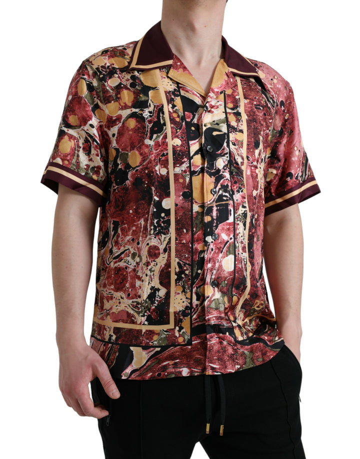 Multicolor button down silk shirt