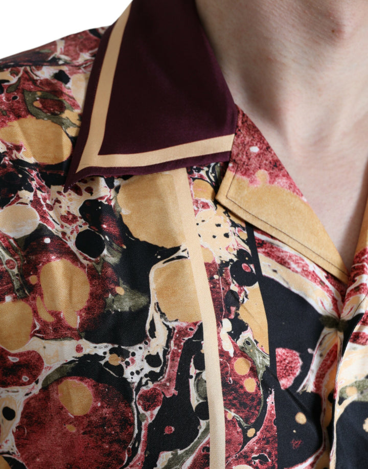 Multicolor button down silk shirt