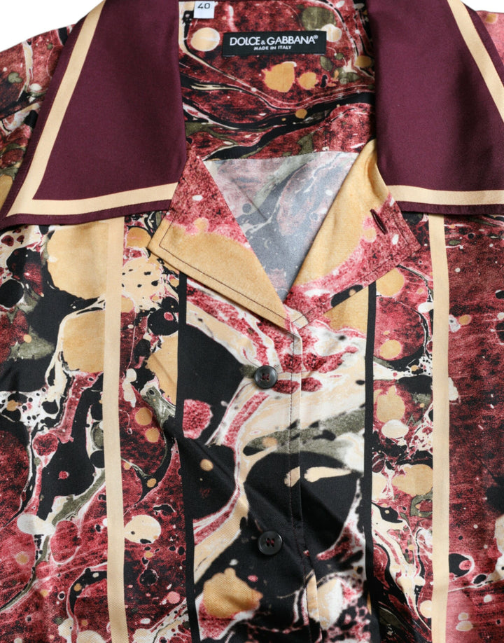Multicolor button down silk shirt