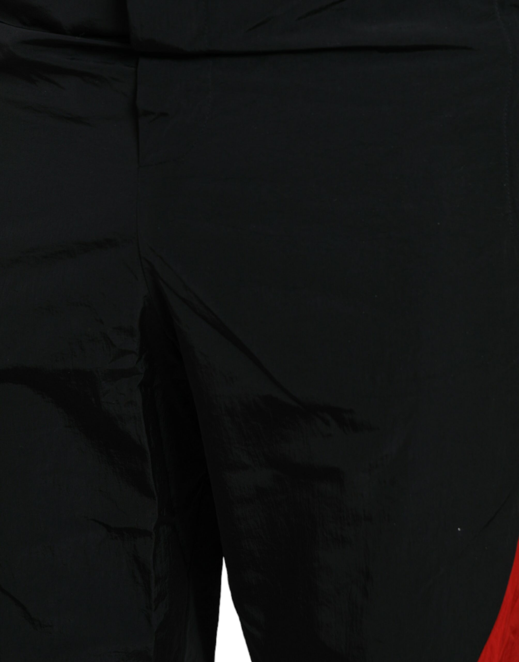Black and Red Leopard Print Nylon Jogger Pants