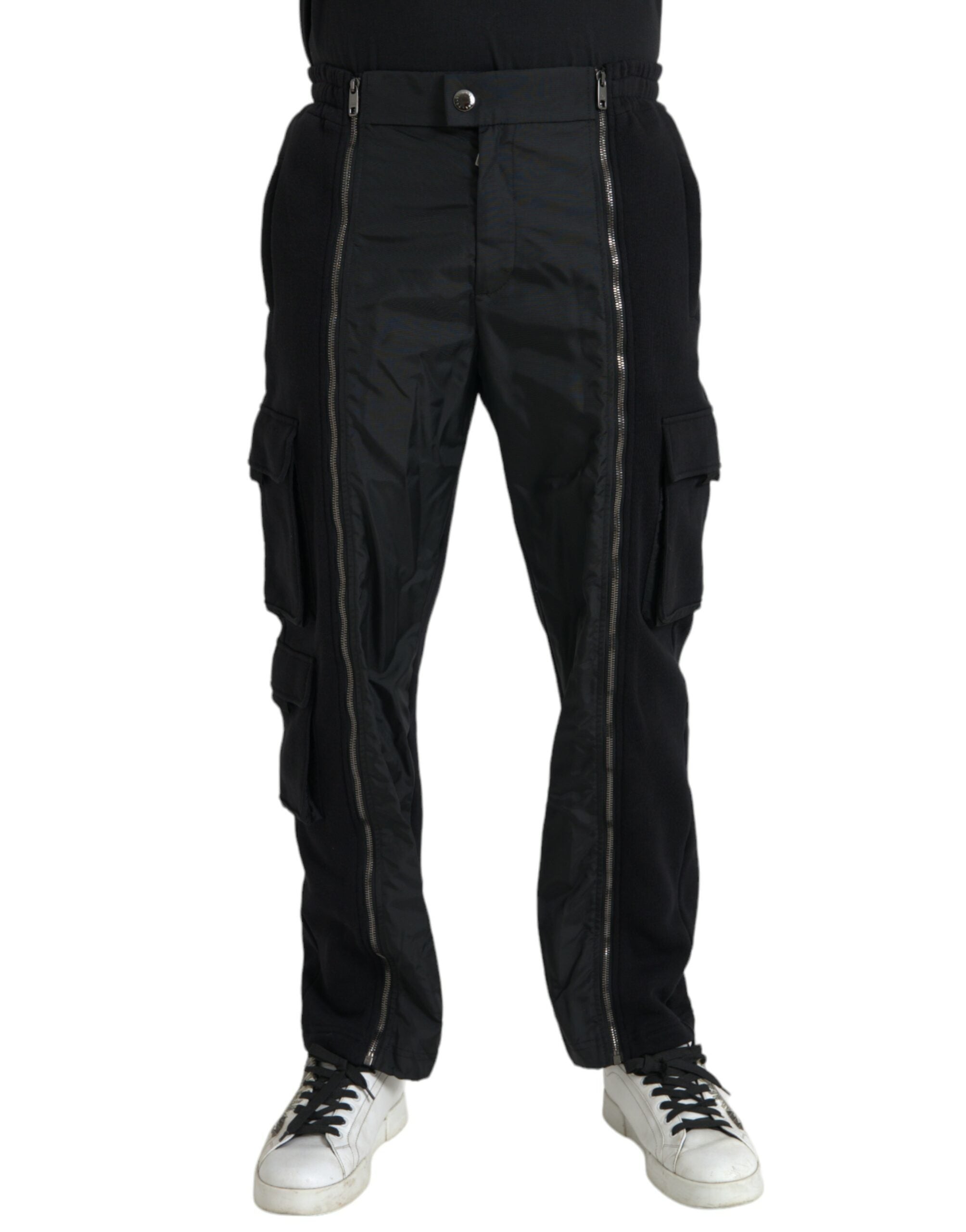Black cotton blend skinny pants