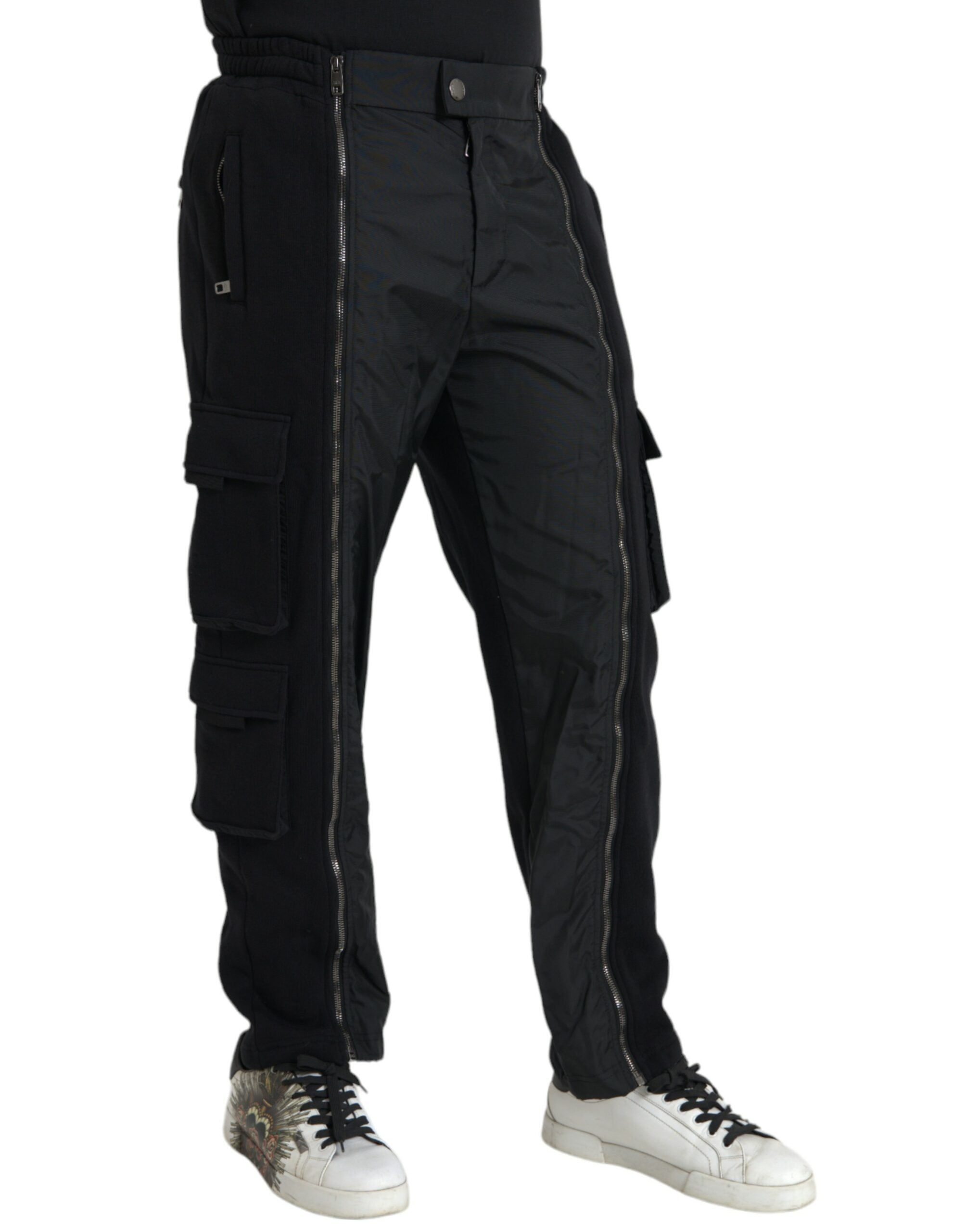 Black cotton blend skinny pants