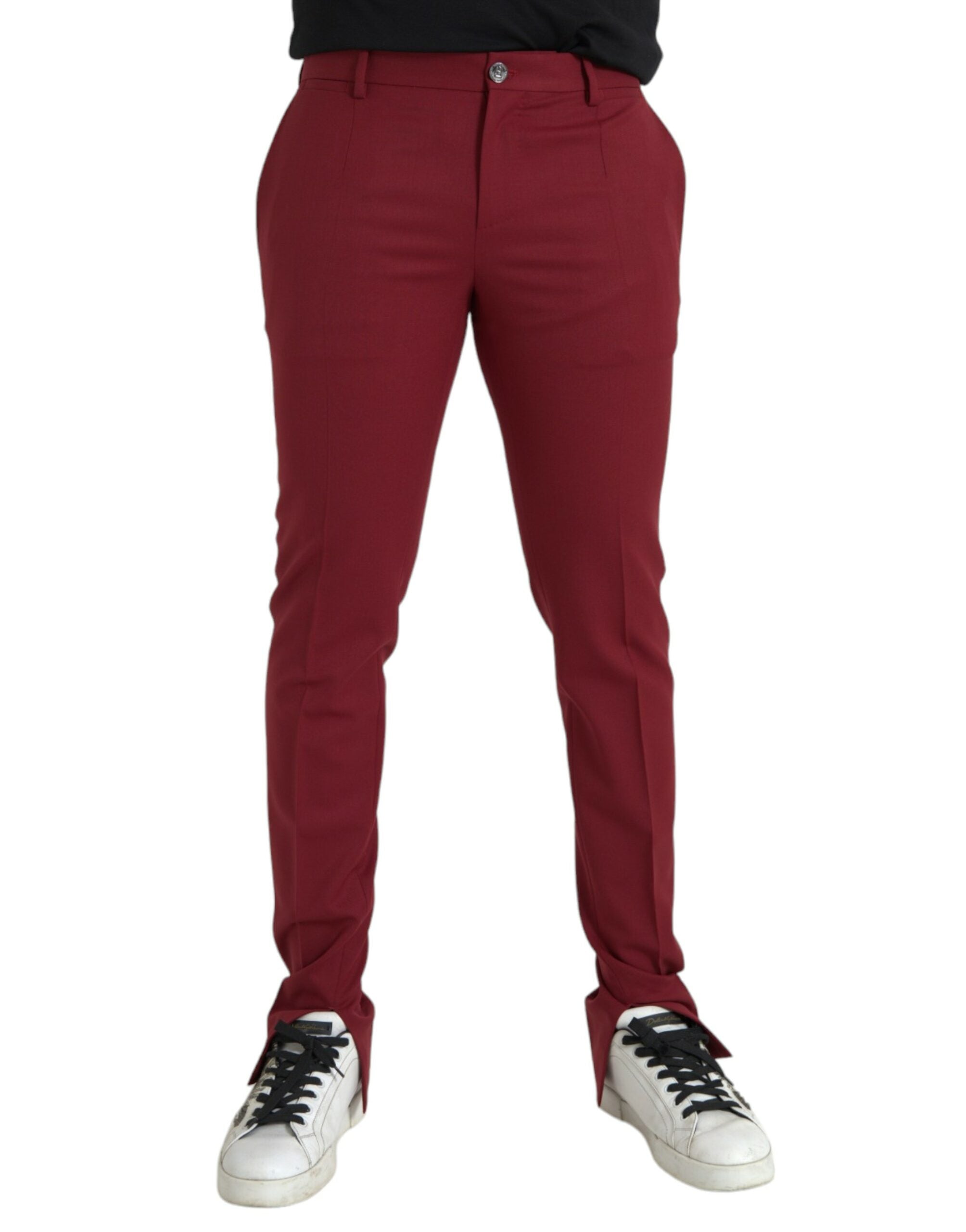 Red Wool Men's Slim Fit Dress Pants