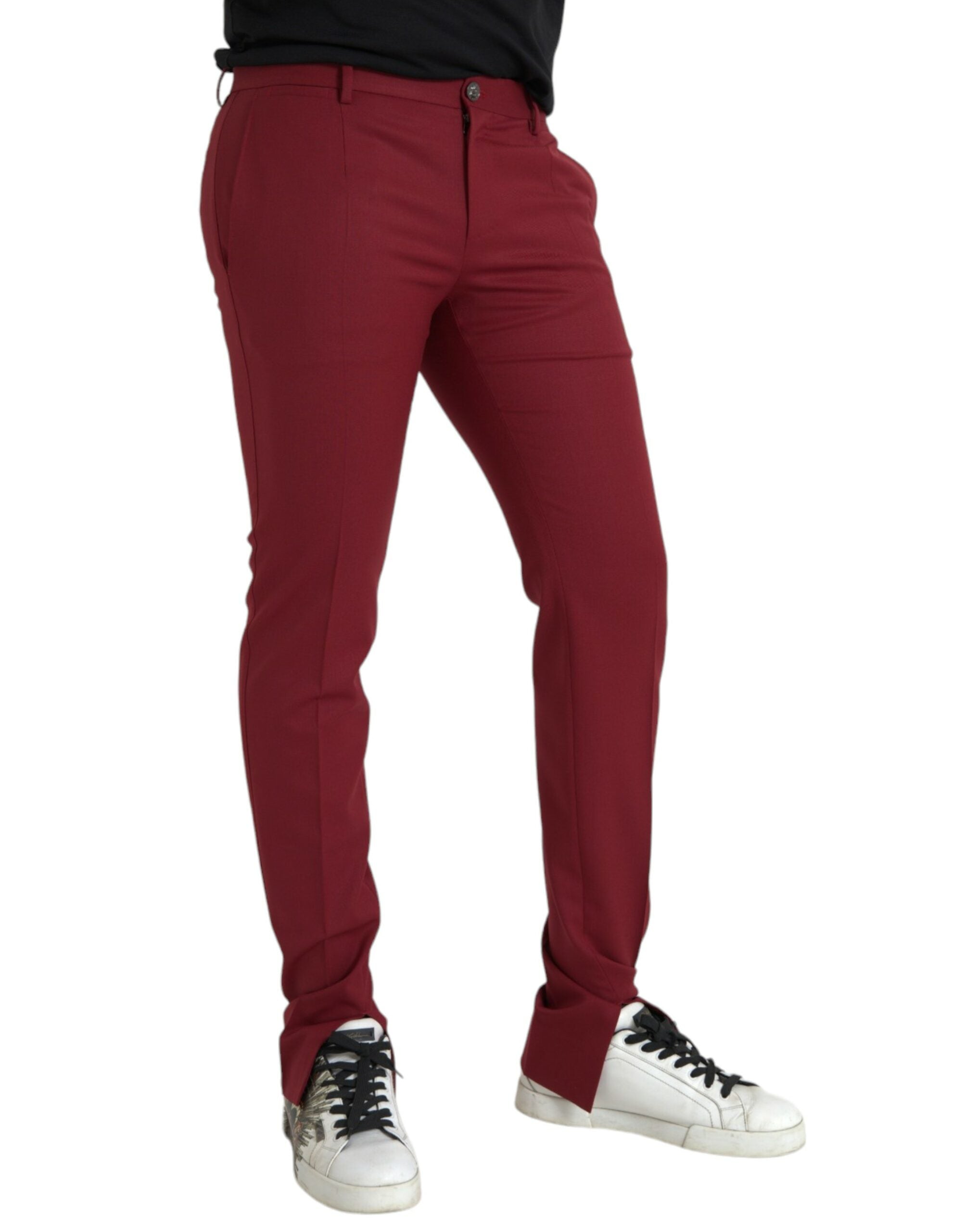 Red Wool Men's Slim Fit Dress Pants
