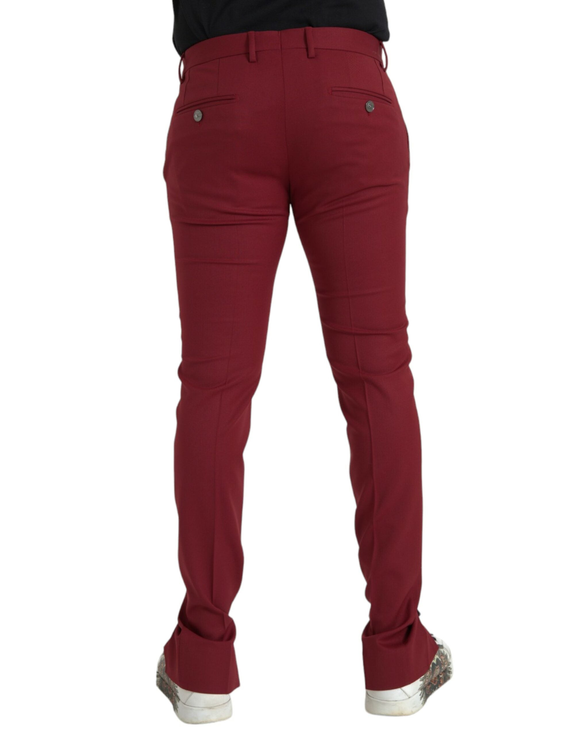 Red Wool Men's Slim Fit Dress Pants