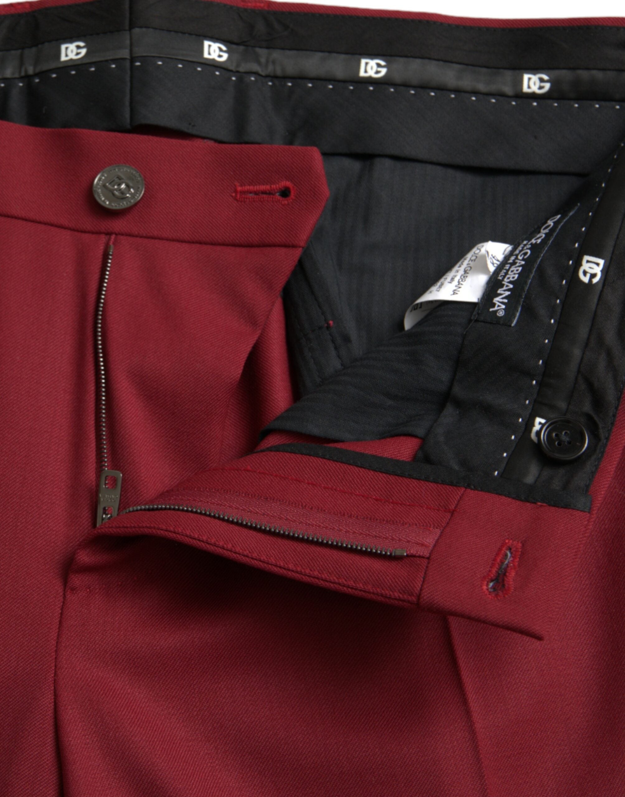 Red Wool Men's Slim Fit Dress Pants