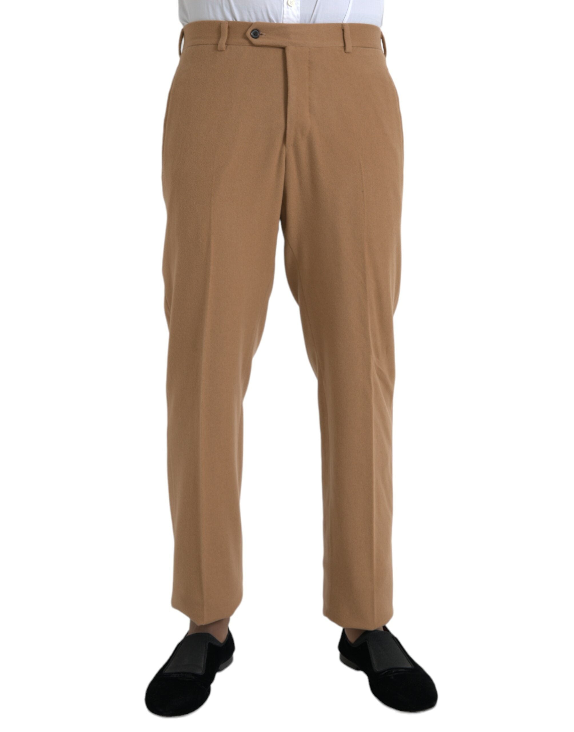Beige Cashmere Men's Straight Fit Dress Pants
