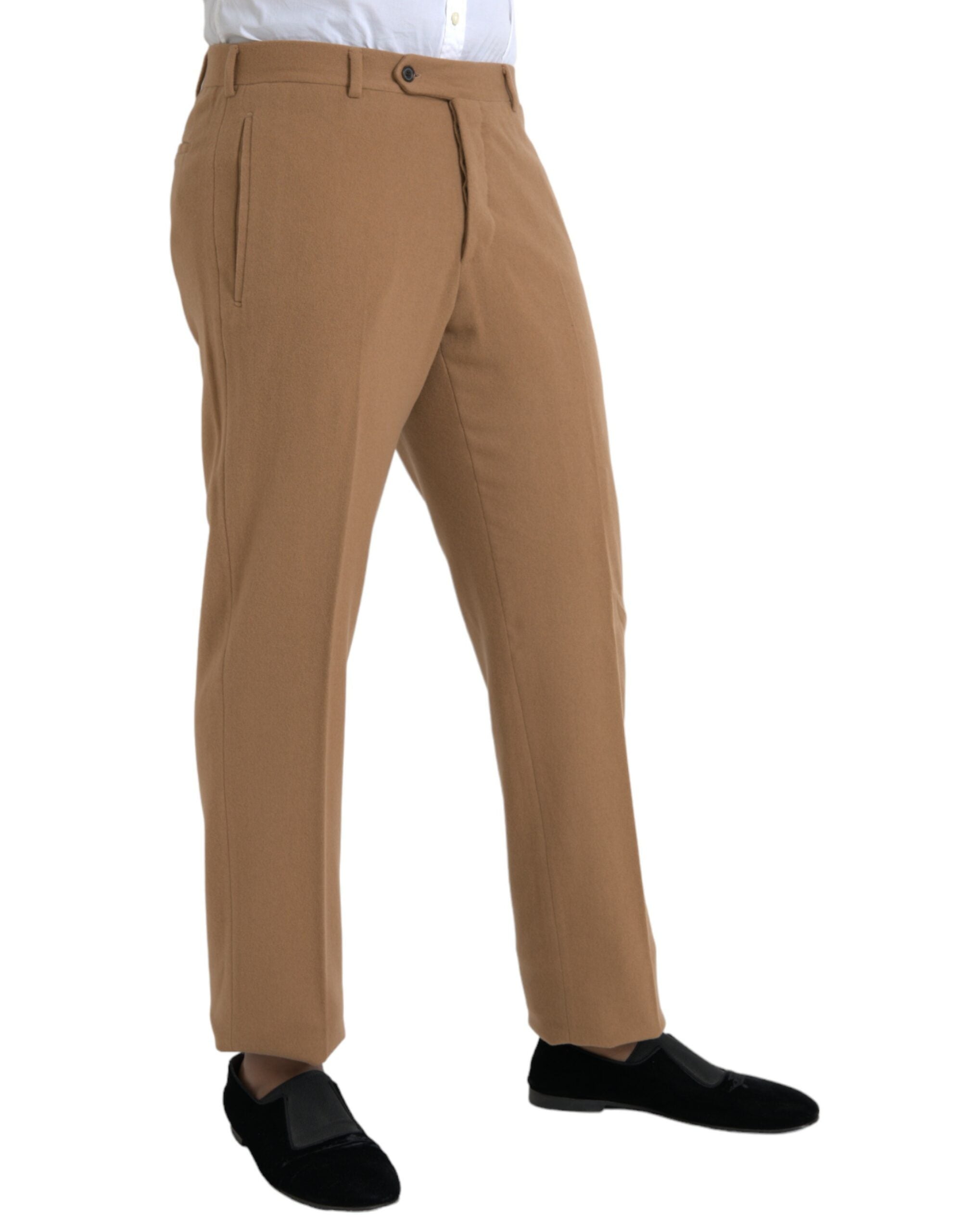 Beige Cashmere Men's Straight Fit Dress Pants
