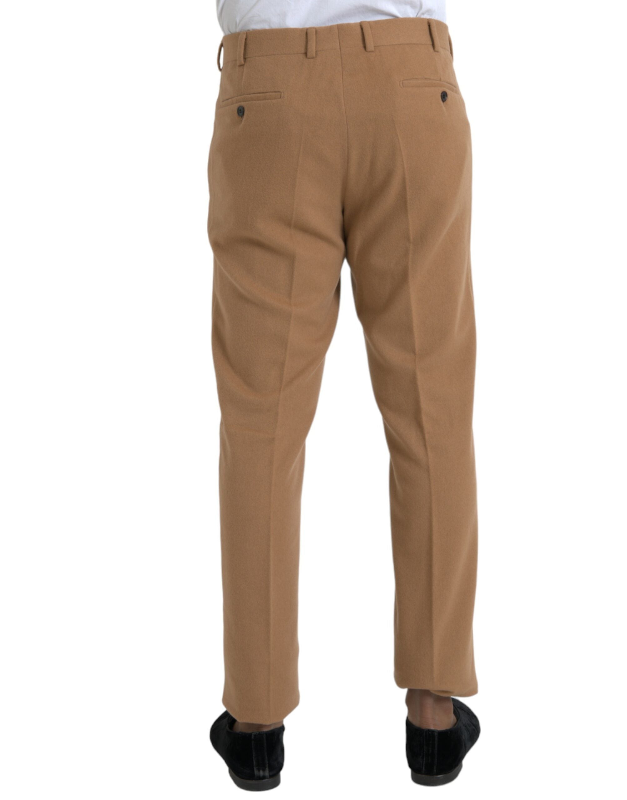 Beige Cashmere Men's Straight Fit Dress Pants