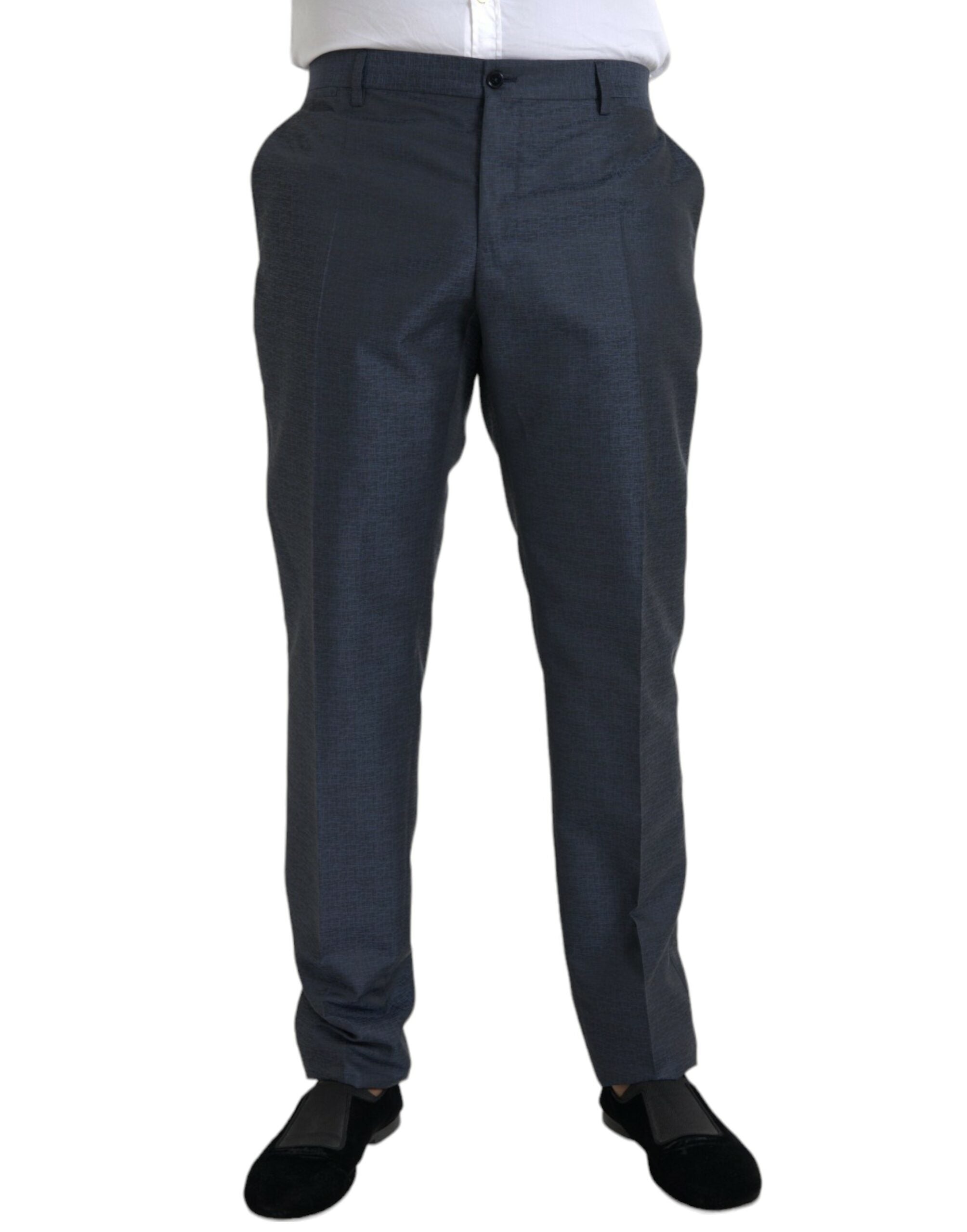 Blue Wool Men's Skinny Dress Pants