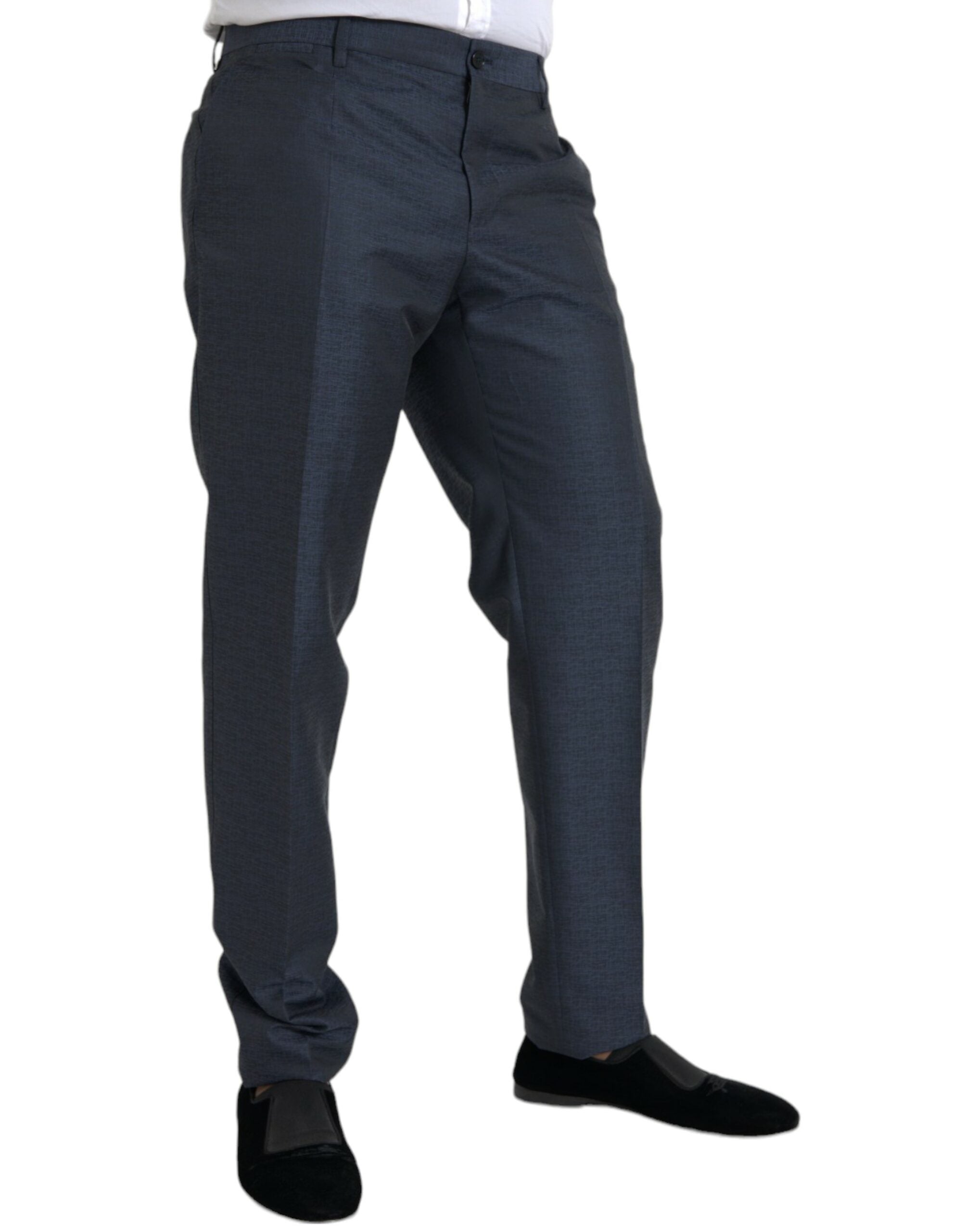 Blue Wool Men's Skinny Dress Pants