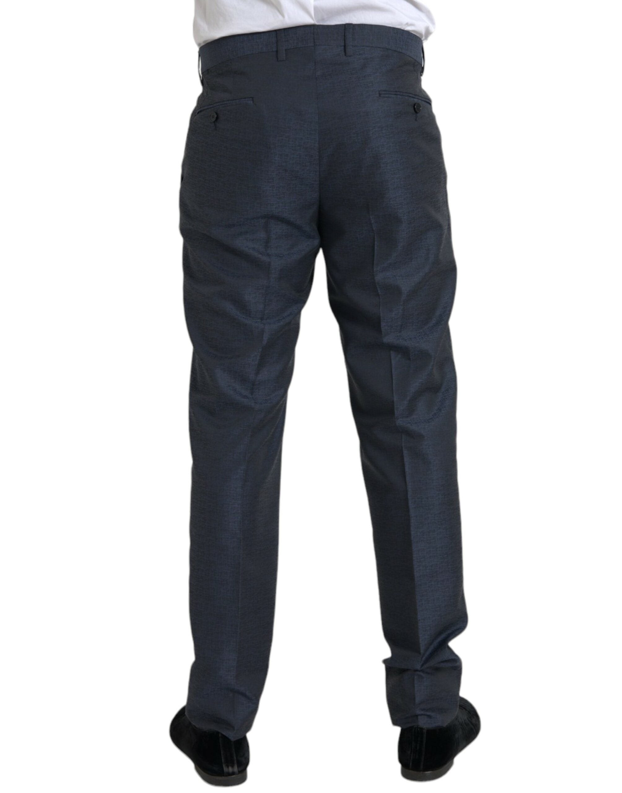 Blue Wool Men's Skinny Dress Pants