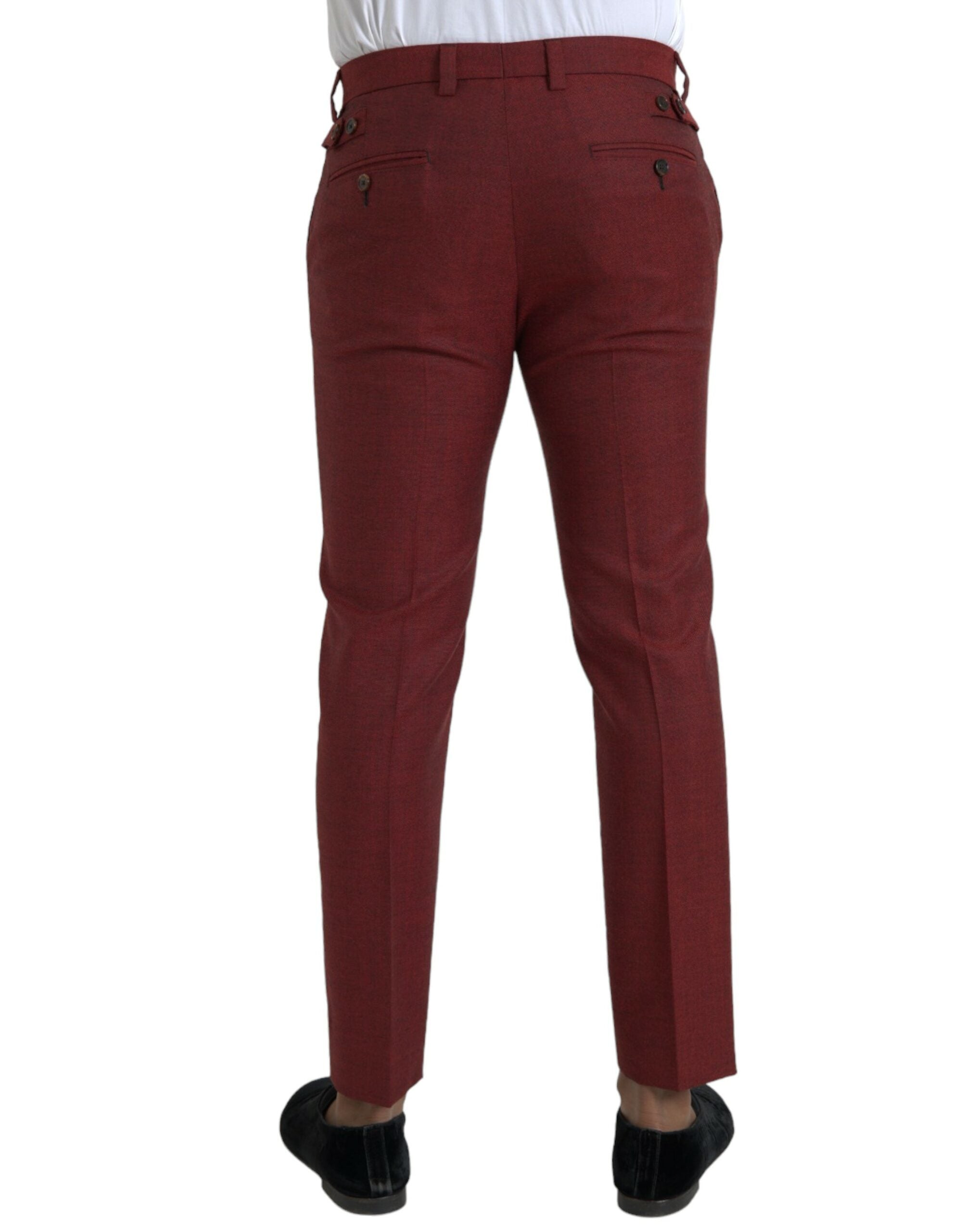 Maroon Wool Men's Skinny Dress Pants
