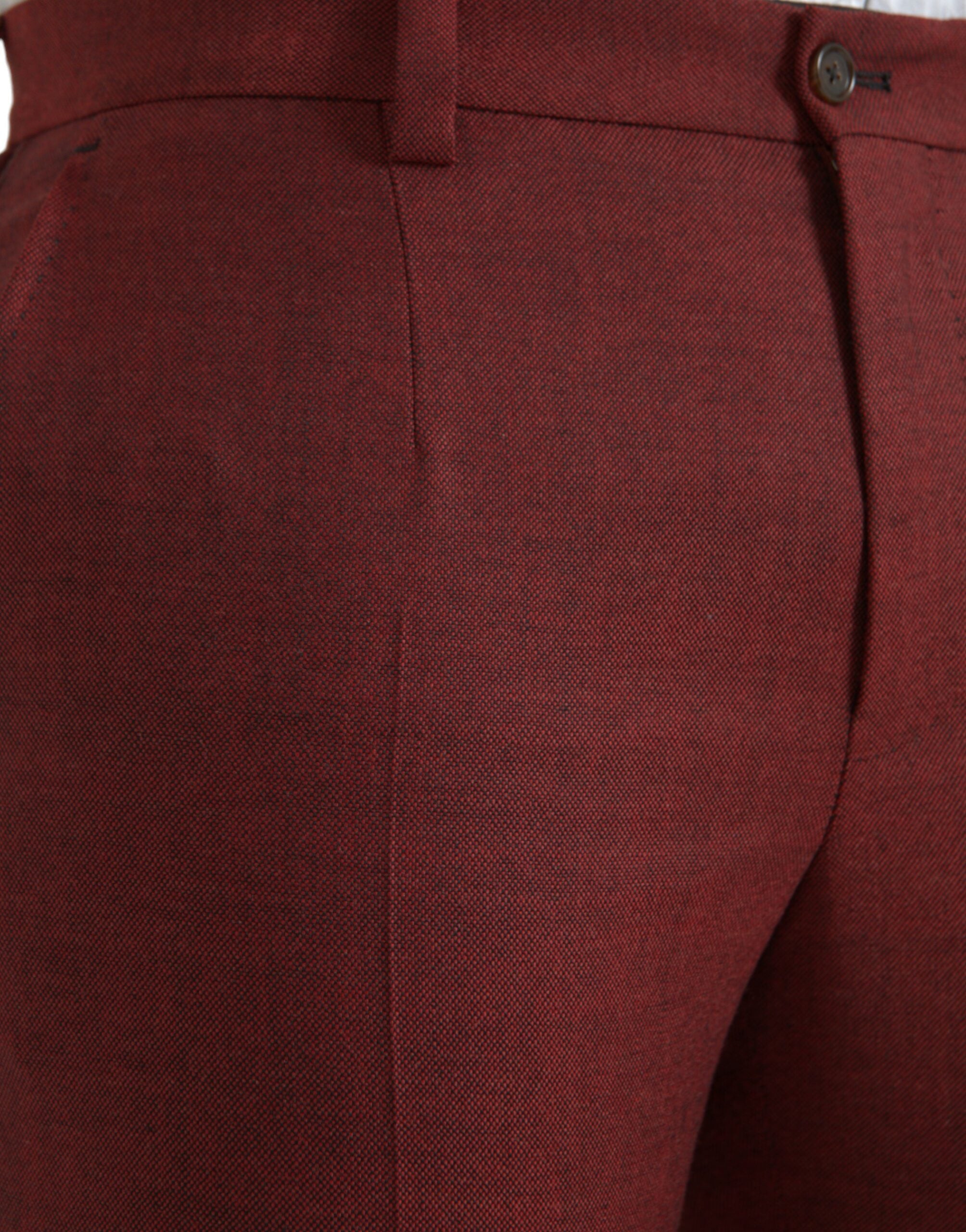 Maroon Wool Men's Skinny Dress Pants