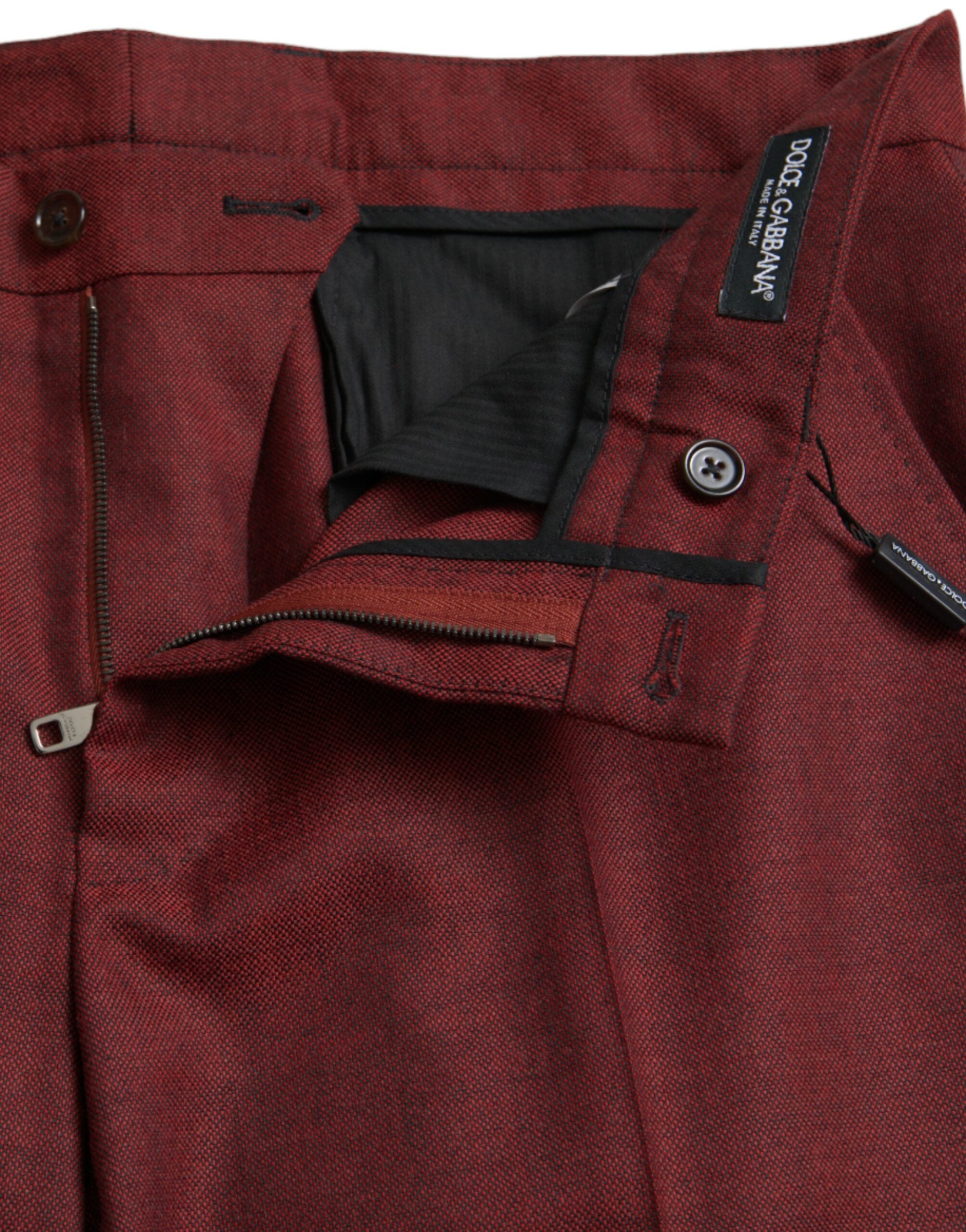 Maroon Wool Men's Skinny Dress Pants