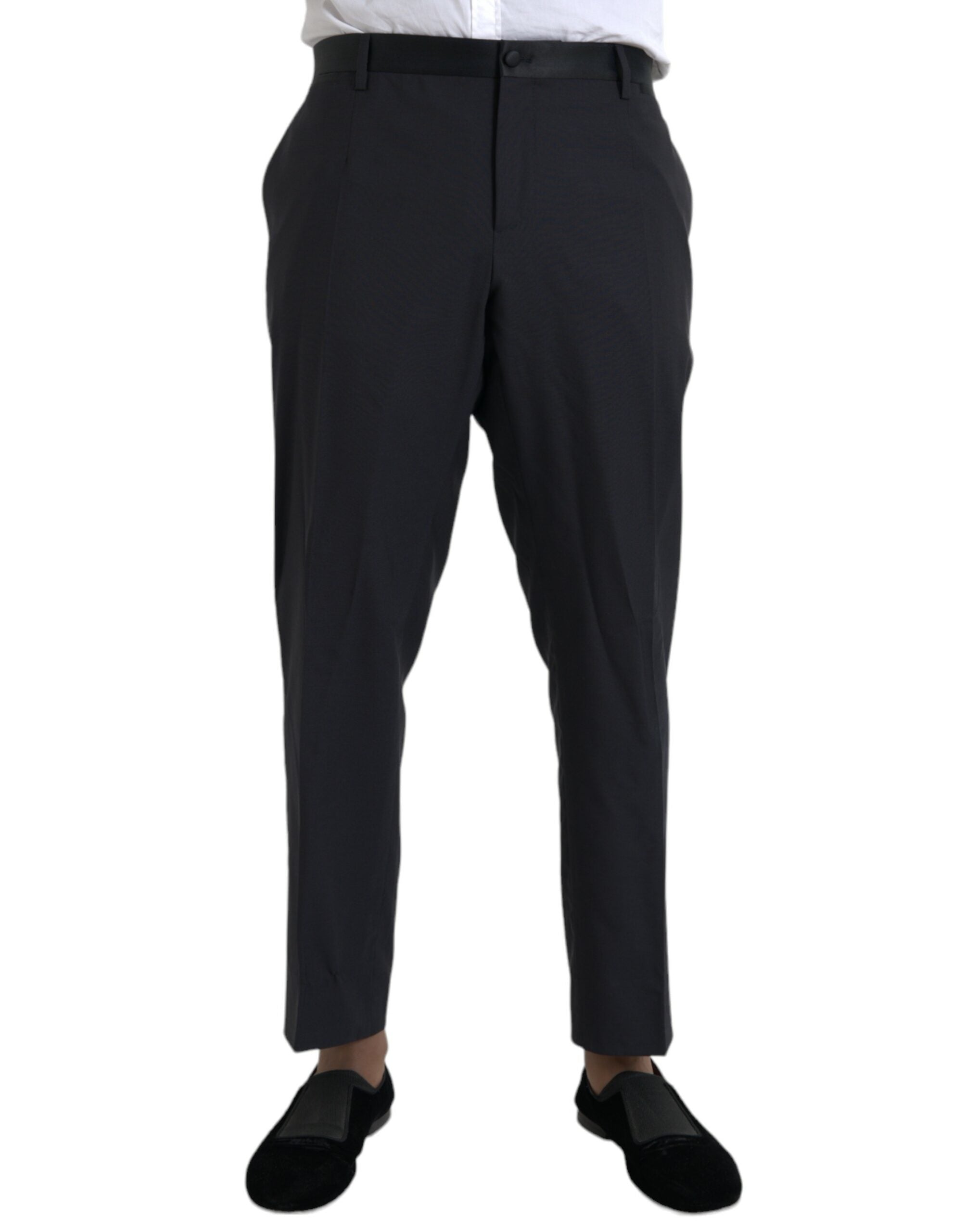 Blue Wool Men's Skinny Dress Pants