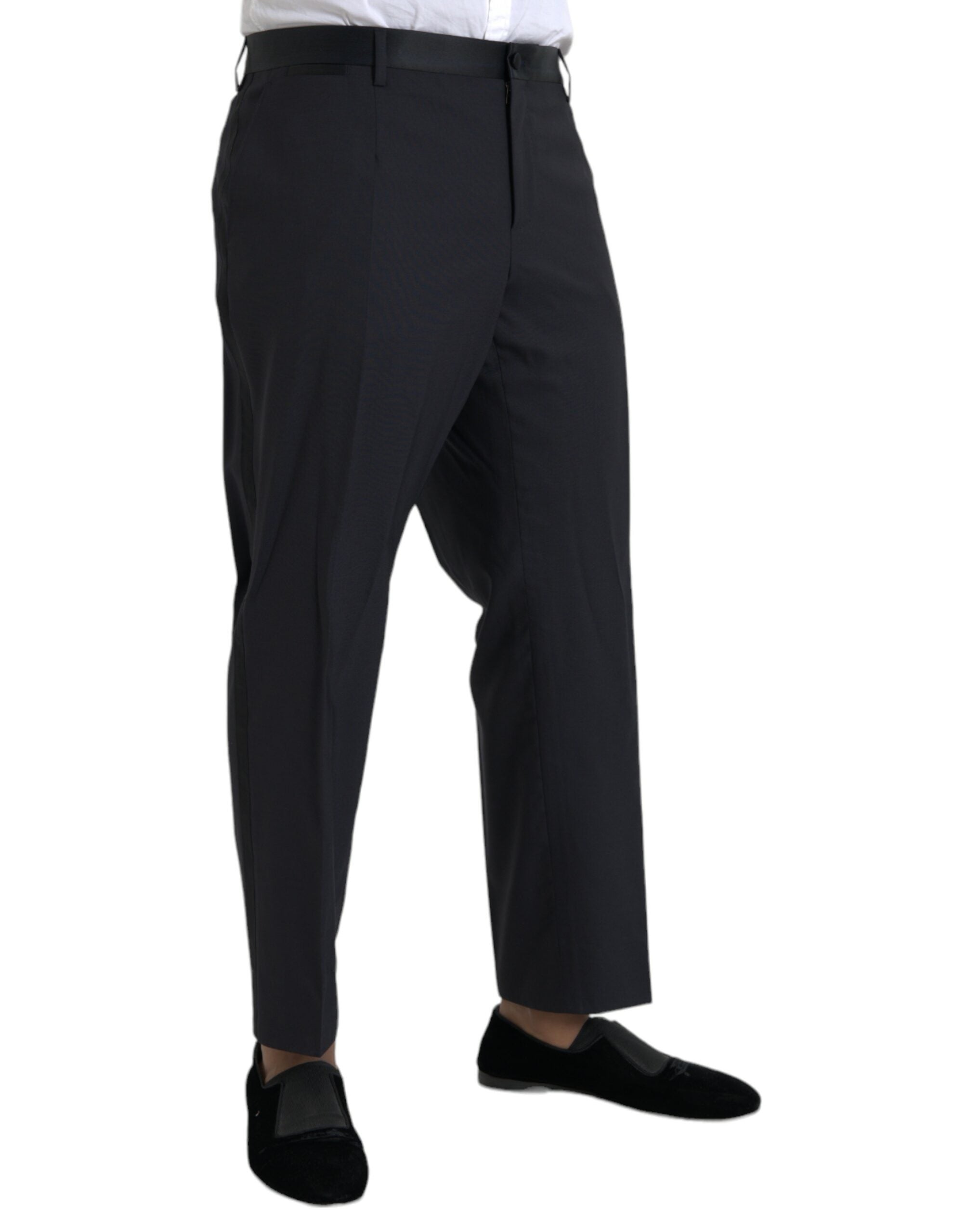 Blue Wool Men's Skinny Dress Pants
